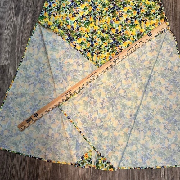 NWT Alexia Admor Maxi Slit Dress Flutter Sleeve Yellow Teal Floral Women's Sz 6 - Picture 9 of 12